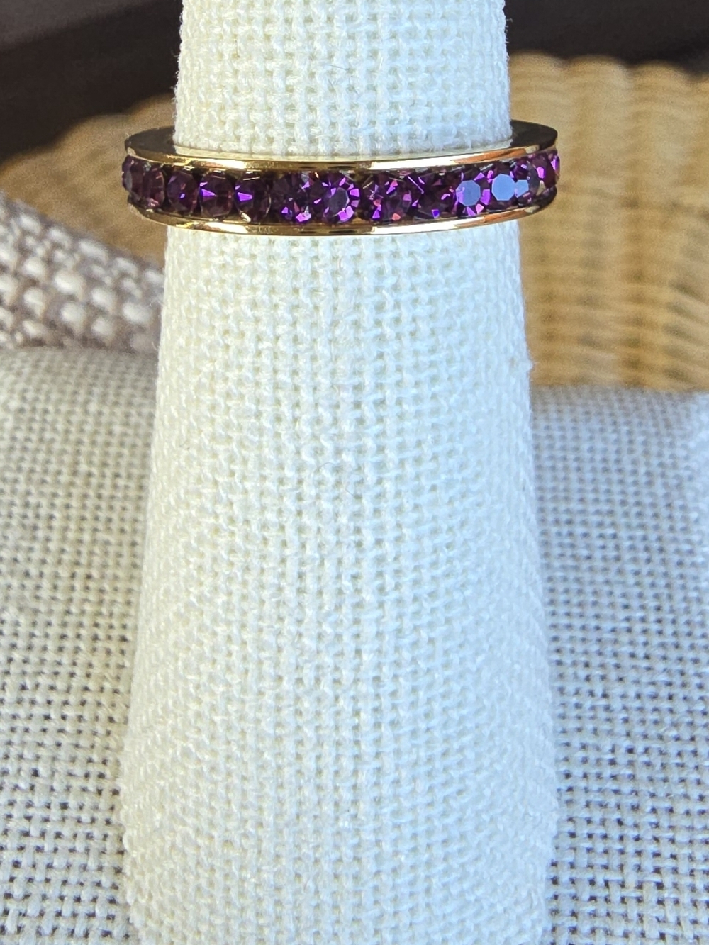 NWT 18K PVD Gold Band Amethyst CZ Channel Ring Sz 6